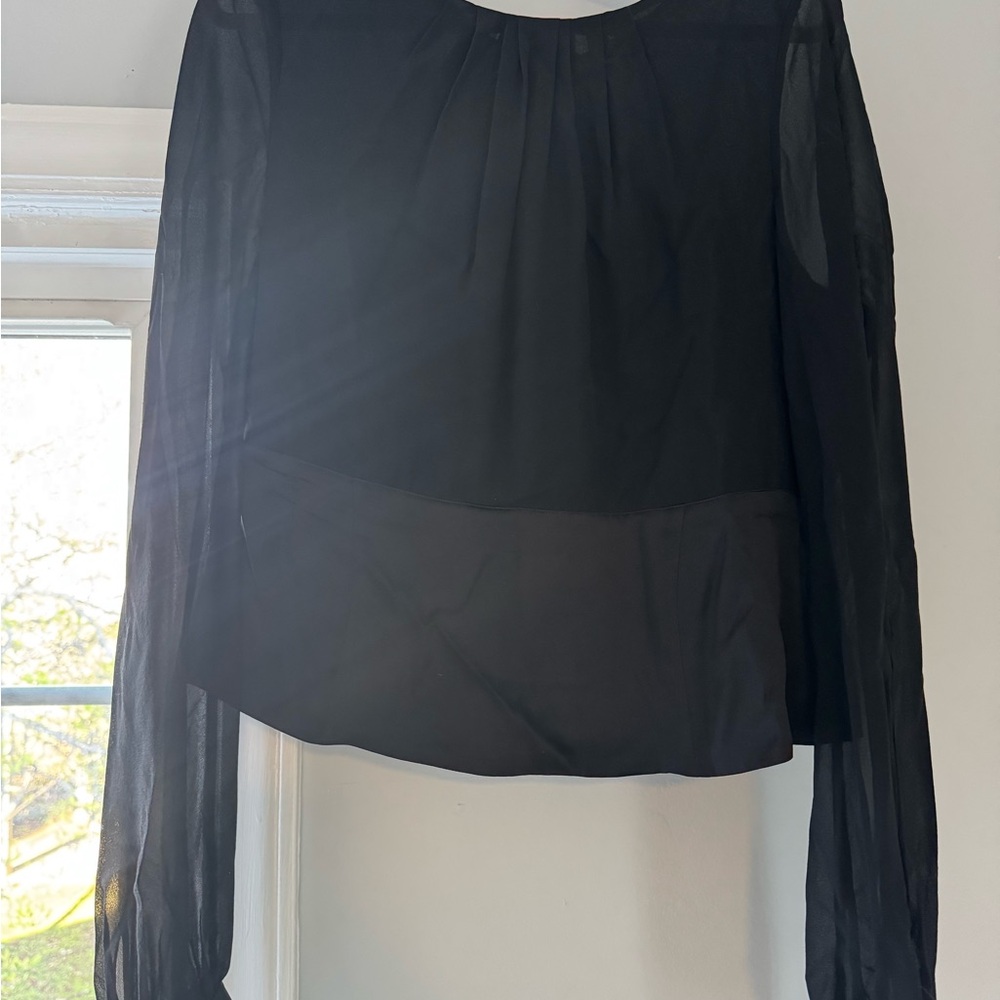 Vintage Escada Black Sheer Silk Blouse - EU 44 / US 14